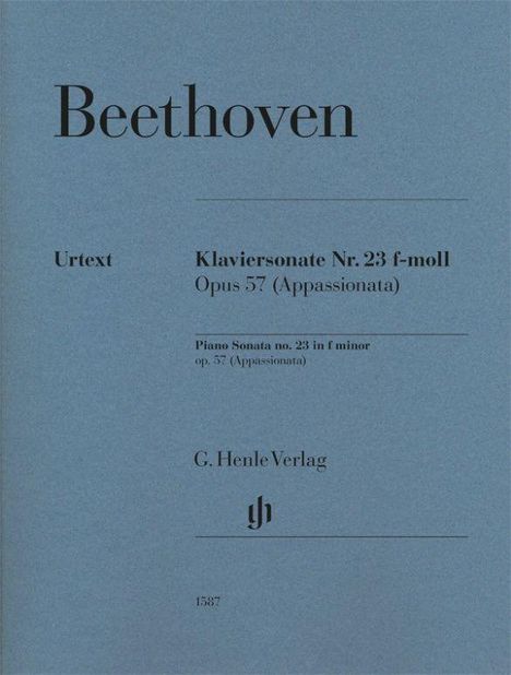 Beethoven: Klaviersonate Nr. 23 f-moll, Opus 57 (Appassionata). G. Henle Verlag. Blaues Cover, minimalistisches Design.