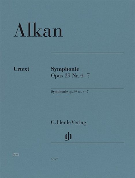 Alkan, Urtext, Symphonie Opus 39 Nr. 4-7, G. Henle Verlag. Ein elegantes Cover in Blau und Schwarz.