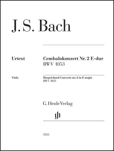 J.S. Bach, Cembalokonzert Nr. 2 E-dur BWV 1053, G. Henle Verlag. Schriftsatz auf weißem Hintergrund.
