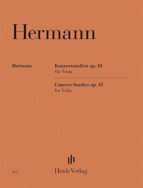 "Horizons, Konzertstudien op. 18 für Viola, Concert Studies op. 18 for Viola; Hermann; Henle Verlag Logo, Nummer 8217."