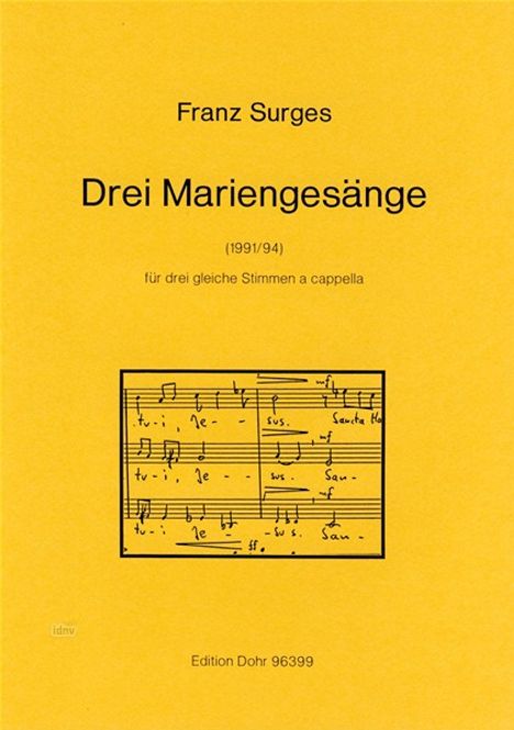 Franz Surges: Drei Mariengesänge, Noten