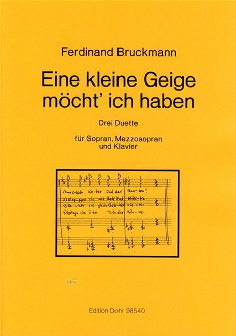 Ferdinand Bruckmann: Eine kleine Geige möcht' ich h, Noten