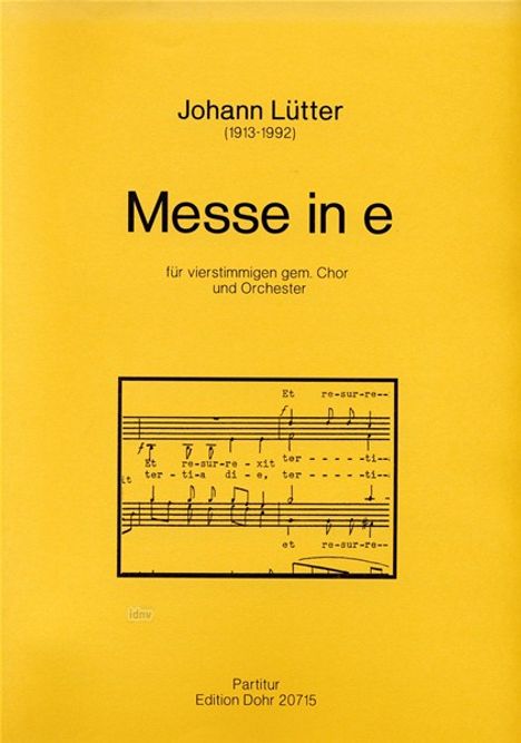 Johann Lütter: Messe in e, Noten