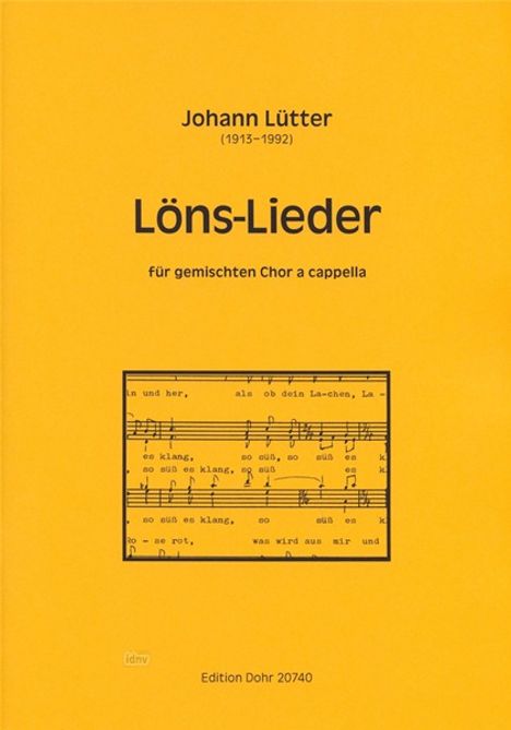 Löns-Lieder für gemischten Chor a cappella, Noten