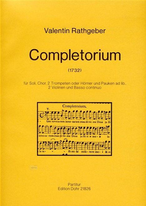 Johann Valentin Rathgeber: Completorium op. 9, Noten