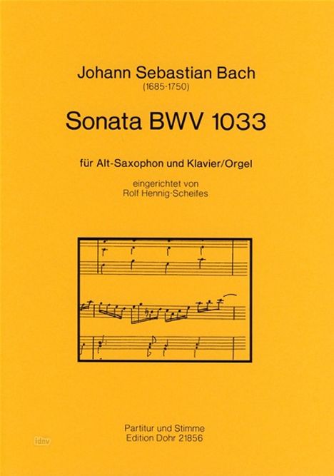 Johann Sebastian Bach: Sonata für Alt-Saxophon und Kl, Noten