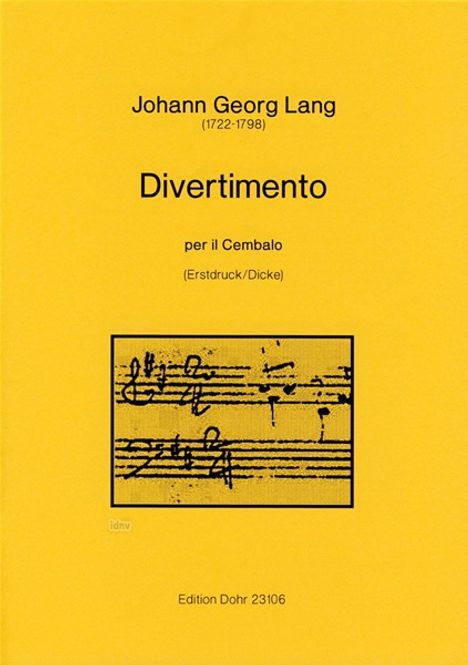 Johann Georg Lang: Divertimento, Noten