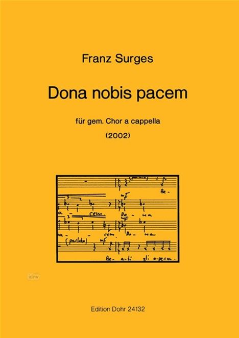 Franz Surges: Dona nobis pacem, Noten