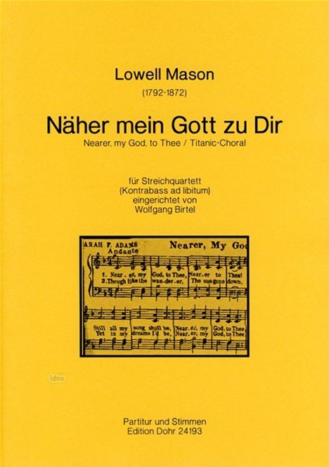 Lowell Mason: Näher mein Gott zu Dir, Noten