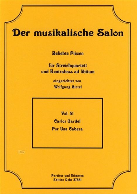 Carlos Gardel: Gardel, Carlos /Bea::Por Una Cab. /P /strquar/, Noten