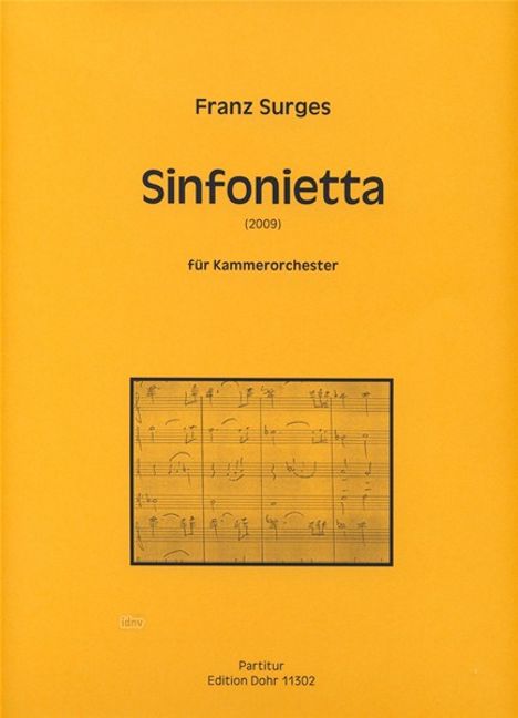 Franz Surges: Sinfonietta für Kammerorchester (2009), Noten