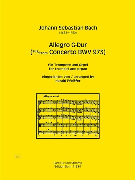 Johann Sebastian Bach: Allegro G-Dur BWV 973/1, Noten