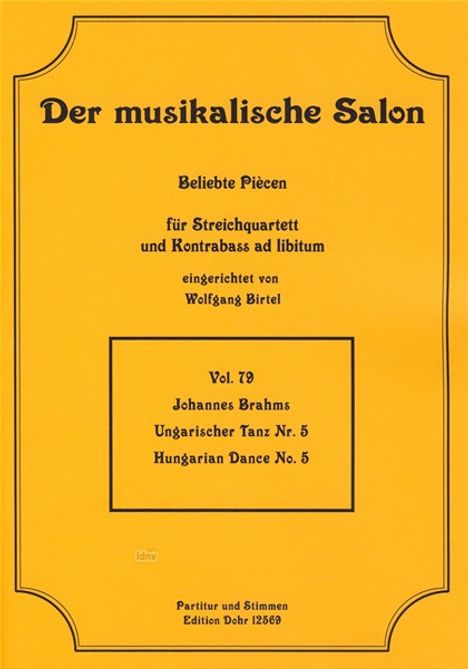 Johannes Brahms: Ungarischer Tanz Nr. 5, Noten