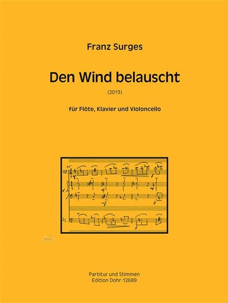 Franz Surges: Den Wind belauscht für Flöte, Klavier und Violoncello (2013), Noten