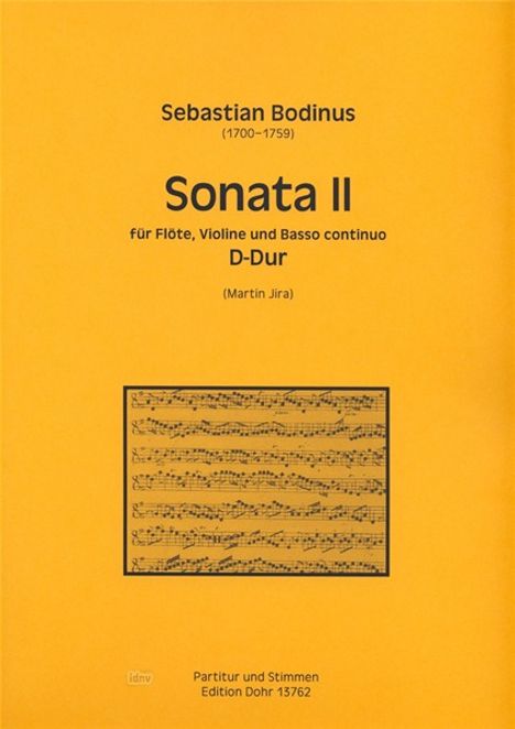 Sebastian Bodinus: Sonata II für Flöte, Violine und Basso continuo D-Dur, Noten