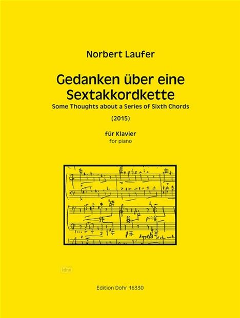 Norbert Laufer: Gedanken über eine Sextakkordkette für Klavier (2015), Noten