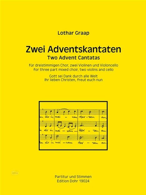 Lothar Graap: Zwei Adventskantaten für dreistimmigen Chor, zwei Violinen und Violoncello, Noten