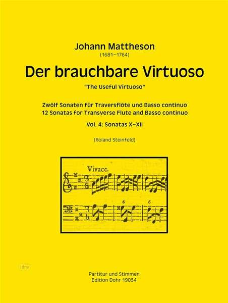 Johann Mattheson: Der brauchbare Virtuoso für Traversflöte und Basso continuo, Noten