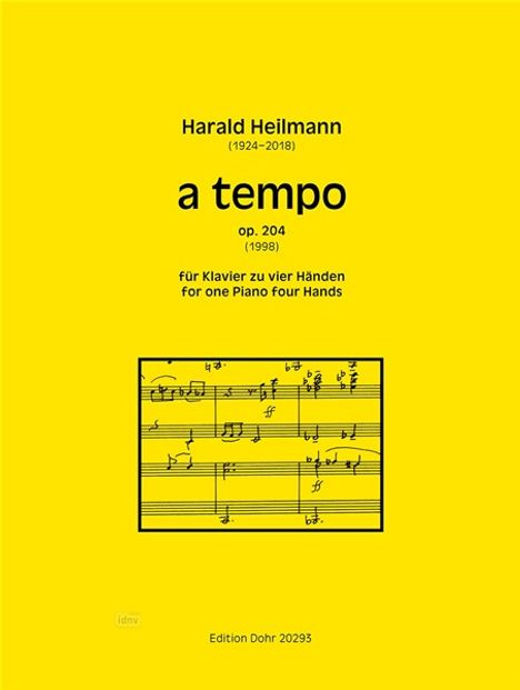 Harald Heilmann: a tempo für Klavier zu vier Händen op. 204 (1998), Noten