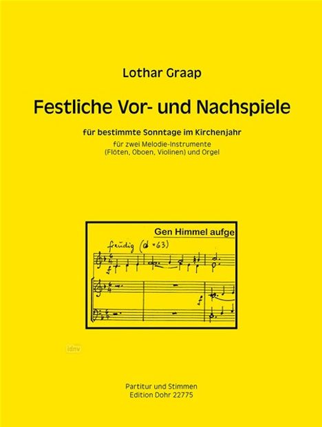 Lothar Graap: Festliche Vor- und Nachspiele für zwei Melodieinstrumente (Flöten, Oboen, Violinen) und Orgel, Noten