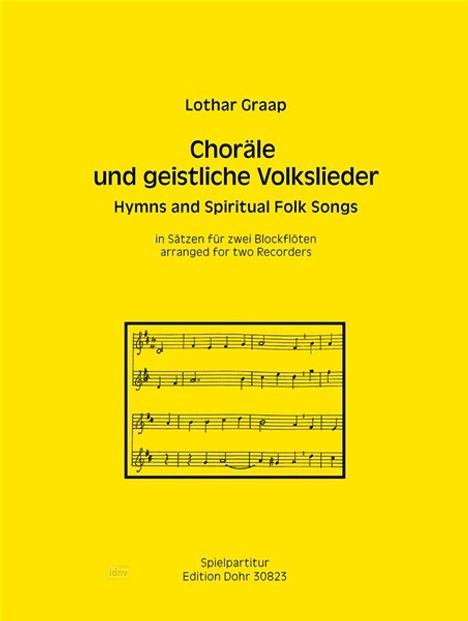 Lothar Graap: Choräle und geistliche Volkslieder für zwei Sopran-Blockflöten, Noten