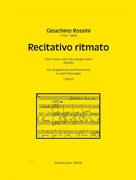 Recitativo ritmato für Singstimme und Klavier, Noten