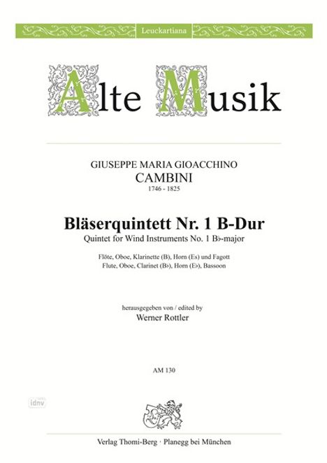 Giuseppe Maria Cambini: Quintett Nr. 1 B-Dur, Noten