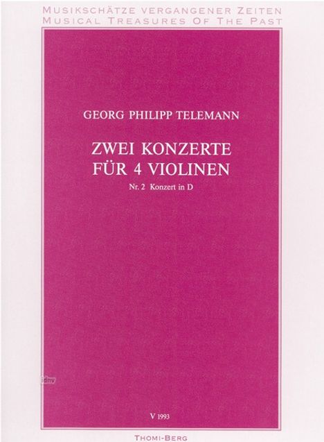 Georg Philipp Telemann: Zwei Konzerte für 4 Violinen - Nr. 2 D-Dur, Noten