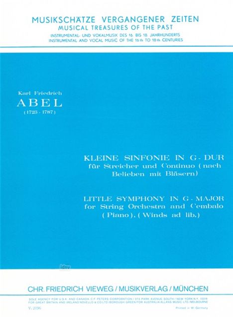 Carl Friedrich Abel: Kleine Sinfonie für Streicher, Noten