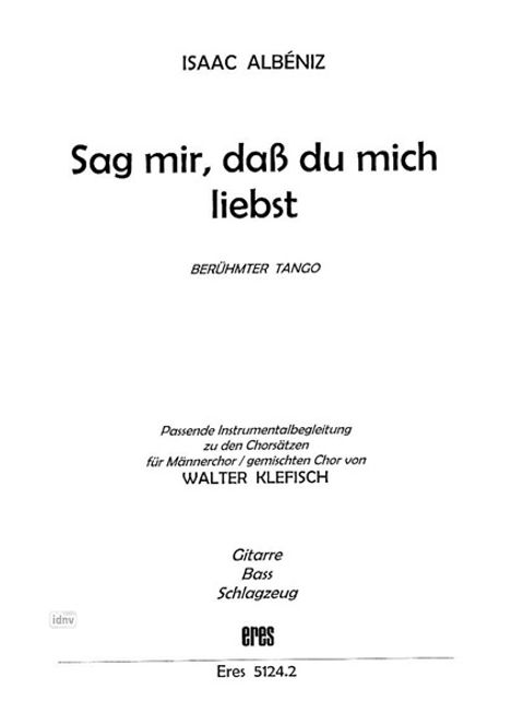 Isaak Albeniz: Sag mir, dass du mich liebst, Noten