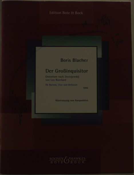 Boris Blacher: Der Großinquisitor, Noten