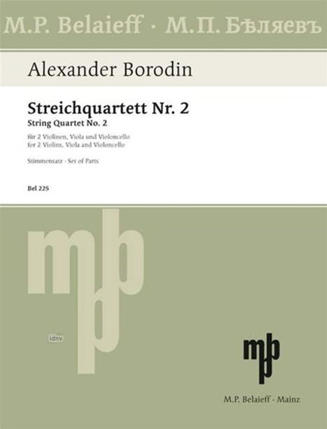 Alexander Borodin: Streichquartett Nr. 2 Nr. 2 D-Dur (1881), Noten