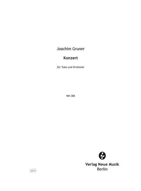 Joachim Gruner: Konzert für Tuba und Orchester, Noten
