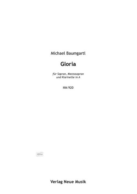 Michael Baumgartl: Gloria, Noten