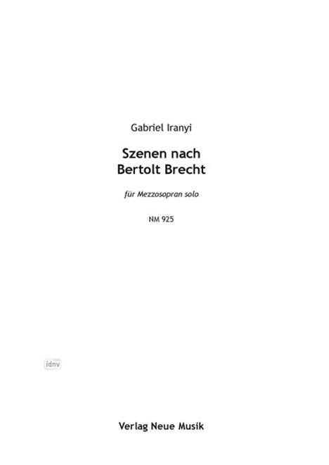 Gabriel Iranyi: Szenen nach Bertolt Brecht, Noten