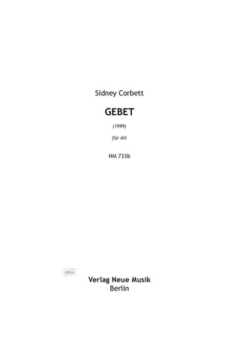 Sidney Corbett: Gebet, Noten