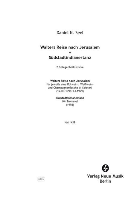 Daniel N. Seel: Walters Reise nach Jerusalem + Südstadtindianertanz, Noten