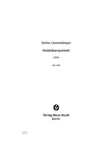 Stefan Lienenkämper: Holzbläserquintett, Noten