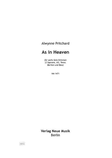 Alwynne Pritchard: As in Heaven, Noten