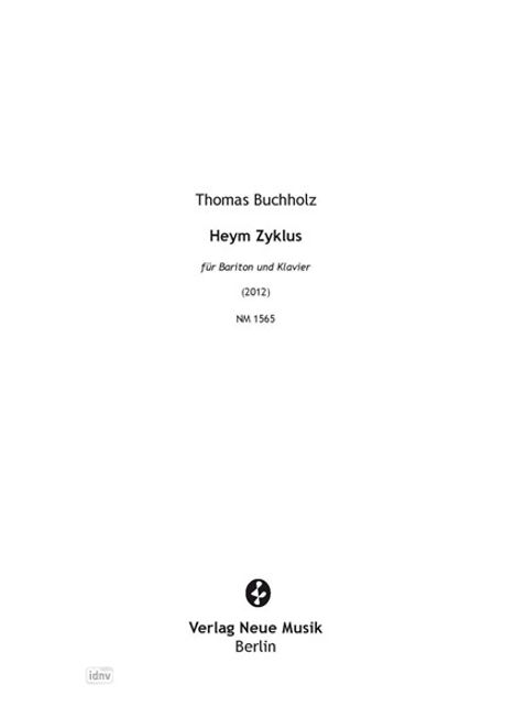 Thomas Buchholz: Heym Zyklus, Noten