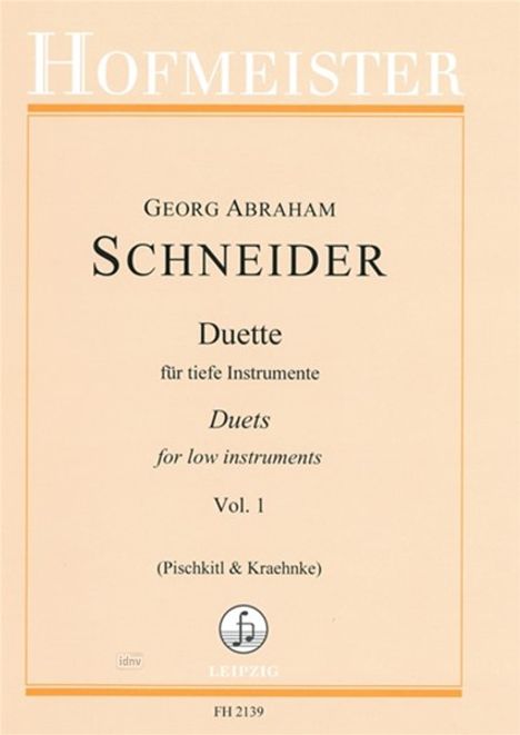 Georg Abraham Schneider: Duette für tiefe Instrumente, Heft 1, Noten