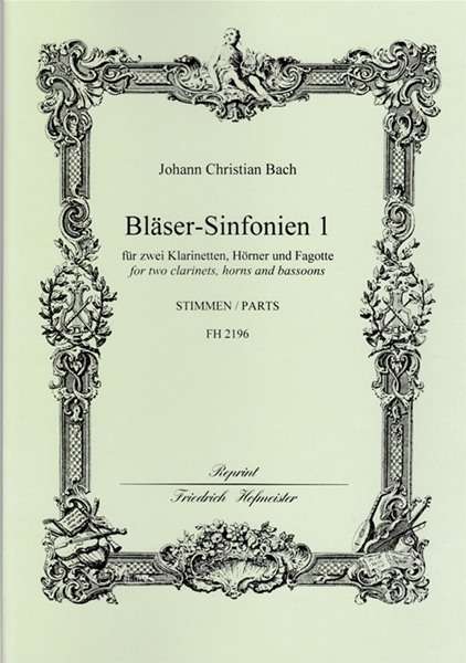 Johann Christian Bach: Bläser-Sinfonien 1-3 für zwei Klarinetten, Hörner und Fagotte, Noten