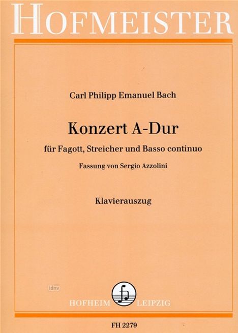 Carl Philipp Emanuel Bach: Konzert A-Dur für Fagott, Streicher und B.c., Noten