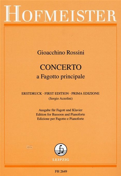 Gioacchino Rossini: Konzert für Fagott und Orchester, Noten