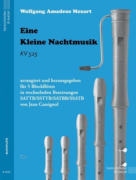 Eine kleine Nachtmusik, Bearbeitung für 5 Blockflöten, Noten