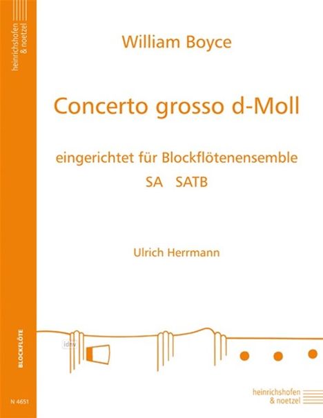 William Boyce: Concerto grosso für 2 Solobloc, Noten