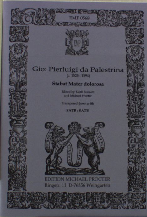 Giovanni Pierluigi da Palestrina: Stabat Mater dolorosa, Noten