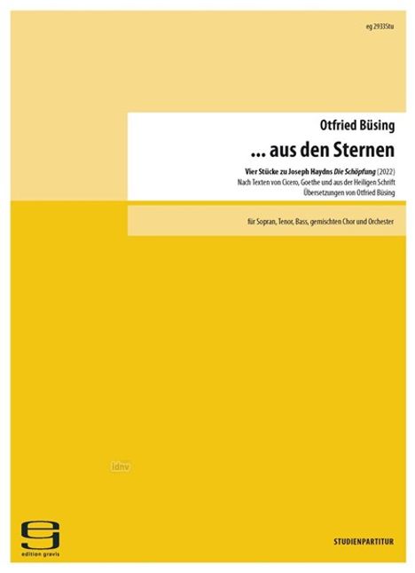 Otfried Büsing: ...aus den Sternen für Sopran, Tenor, Bass, gemischten Chor und Orchester (2022), Noten