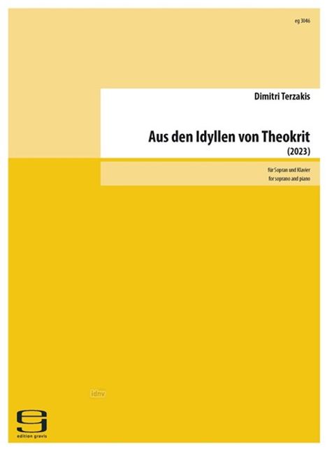 Dimitri Terzakis: Aus den Idyllen von Theokrit für Sopran und Klavier (2023), Noten
