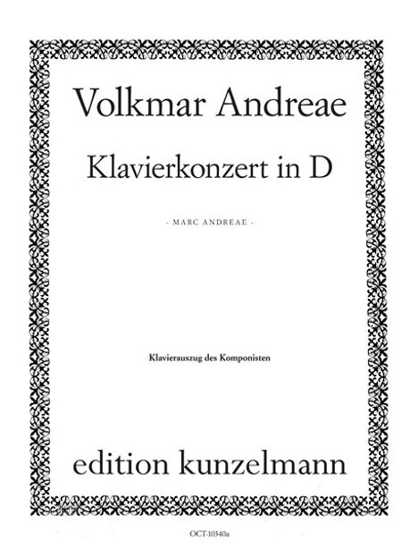 Volkmar Andreae: Klavierkonzert in D D-Dur, Noten